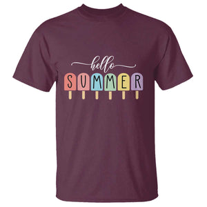 Hello Summer Vacation Ice Cream Popsicle Ice Lolly T Shirt TS10 Maroon Print Your Wear