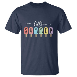 Hello Summer Vacation Ice Cream Popsicle Ice Lolly T Shirt TS10 Navy Print Your Wear