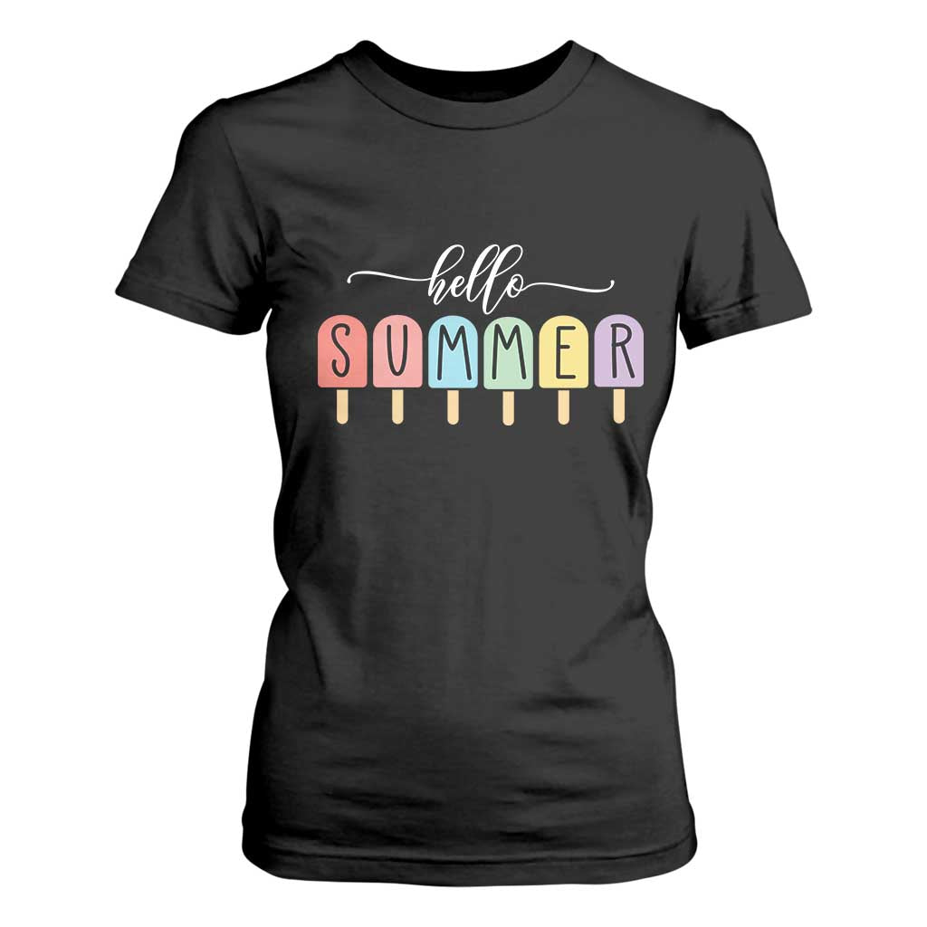 Hello Summer Vacation Ice Cream Popsicle Ice Lolly T Shirt For Women TS10 Black Print Your Wear