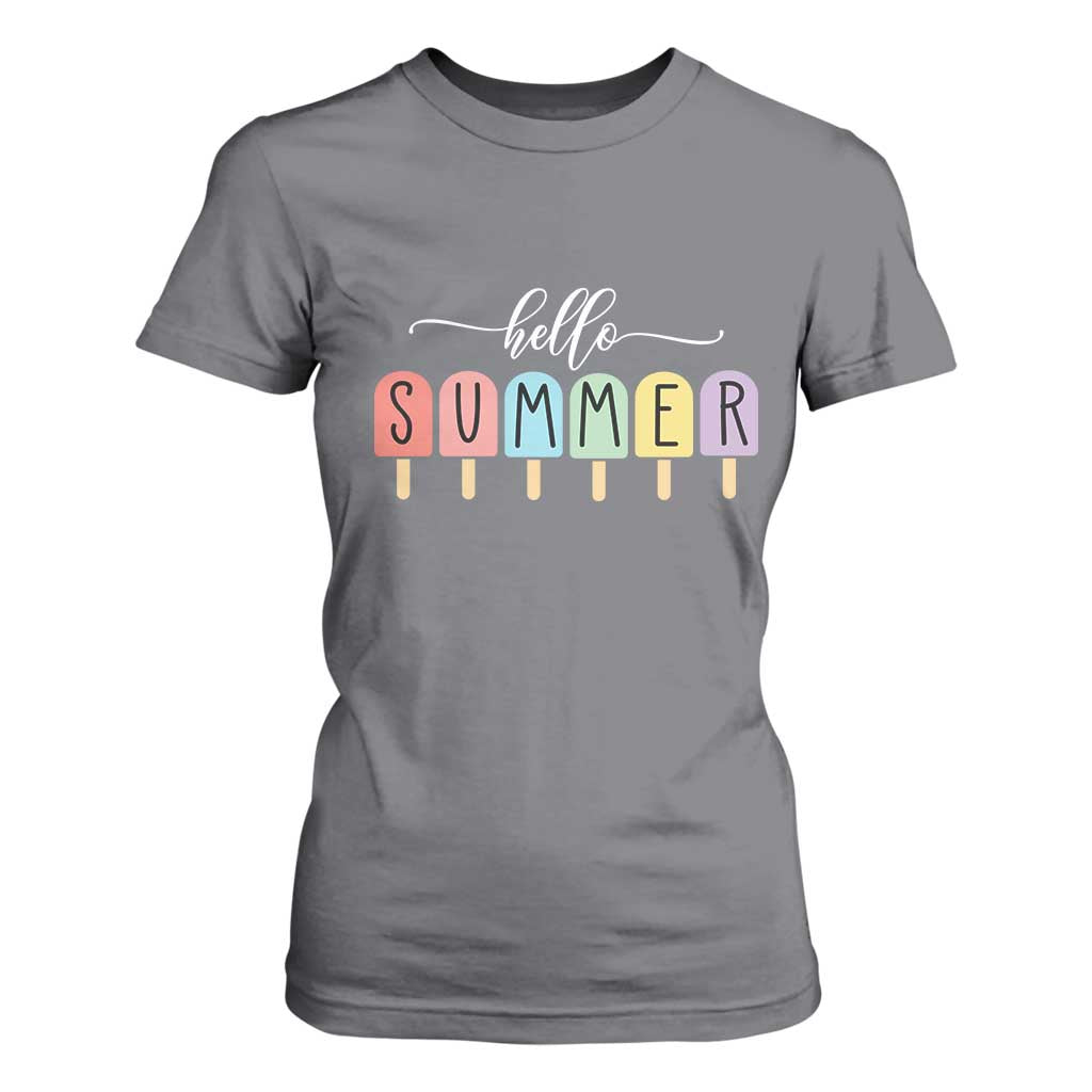 Hello Summer Vacation Ice Cream Popsicle Ice Lolly T Shirt For Women TS10 Charcoal Print Your Wear