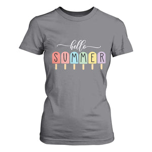 Hello Summer Vacation Ice Cream Popsicle Ice Lolly T Shirt For Women TS10 Charcoal Print Your Wear