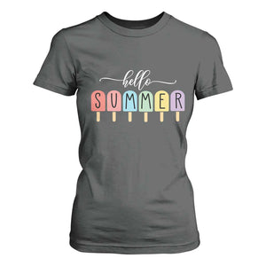 Hello Summer Vacation Ice Cream Popsicle Ice Lolly T Shirt For Women TS10 Dark Heather Print Your Wear