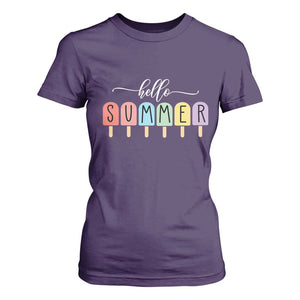 Hello Summer Vacation Ice Cream Popsicle Ice Lolly T Shirt For Women TS10 Purple Print Your Wear