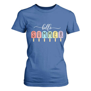 Hello Summer Vacation Ice Cream Popsicle Ice Lolly T Shirt For Women TS10 Royal Blue Print Your Wear
