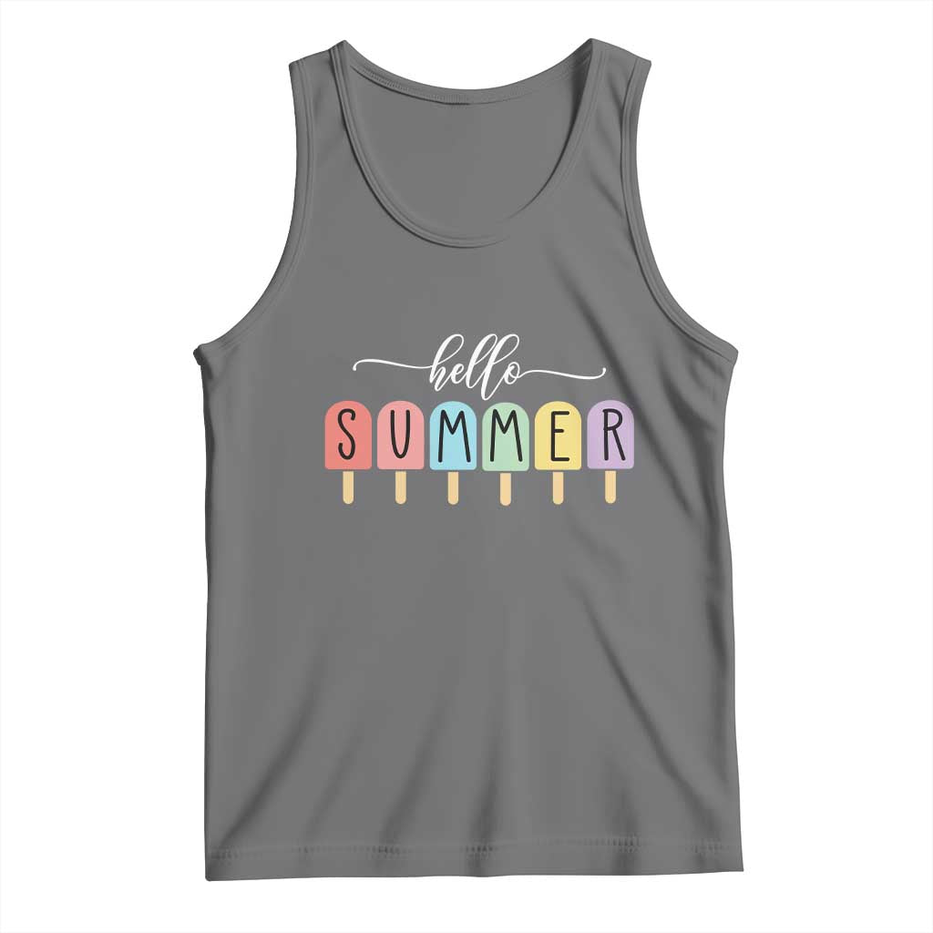 Hello Summer Vacation Ice Cream Popsicle Ice Lolly Tank Top TS10 Black Heather Print Your Wear