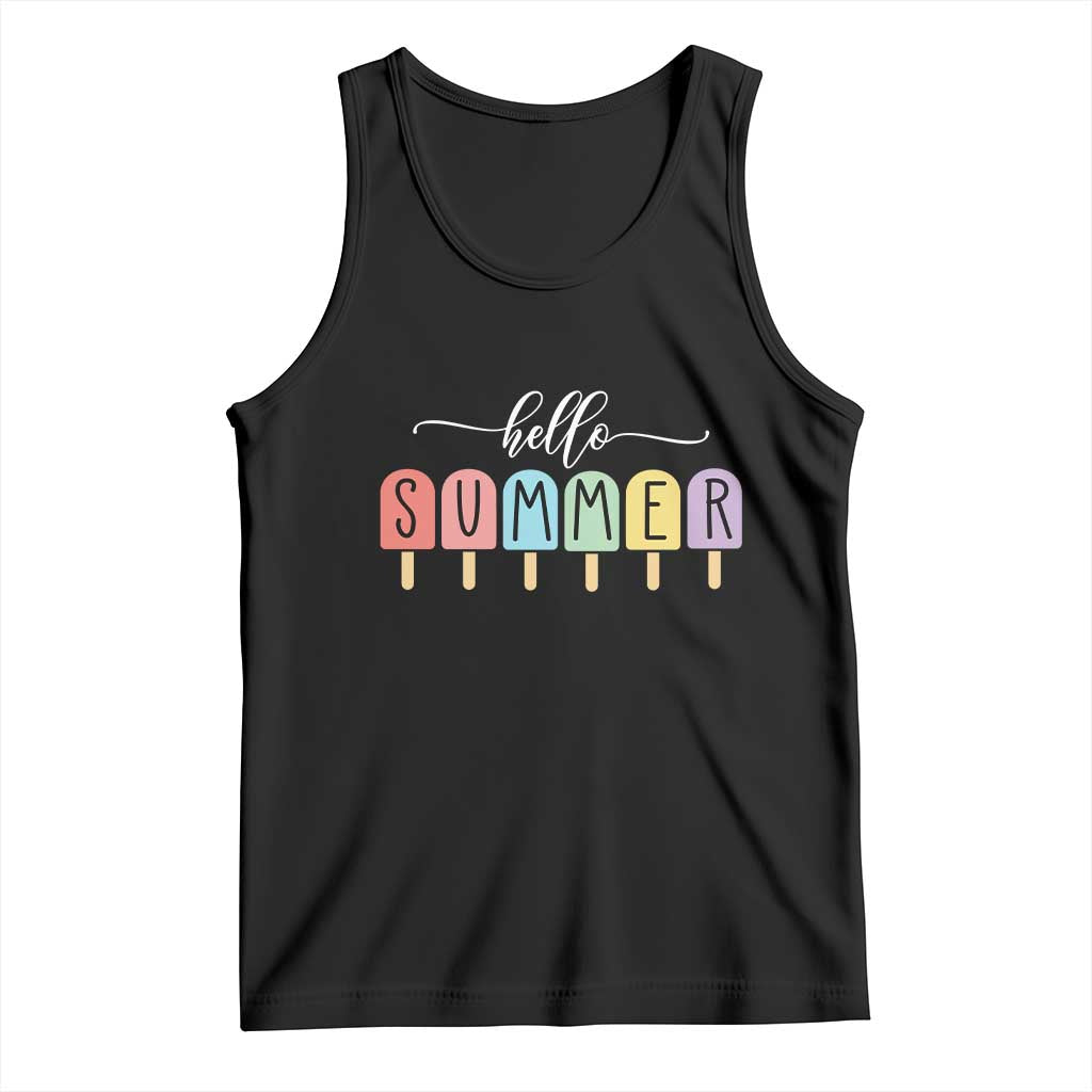 Hello Summer Vacation Ice Cream Popsicle Ice Lolly Tank Top TS10 Black Print Your Wear