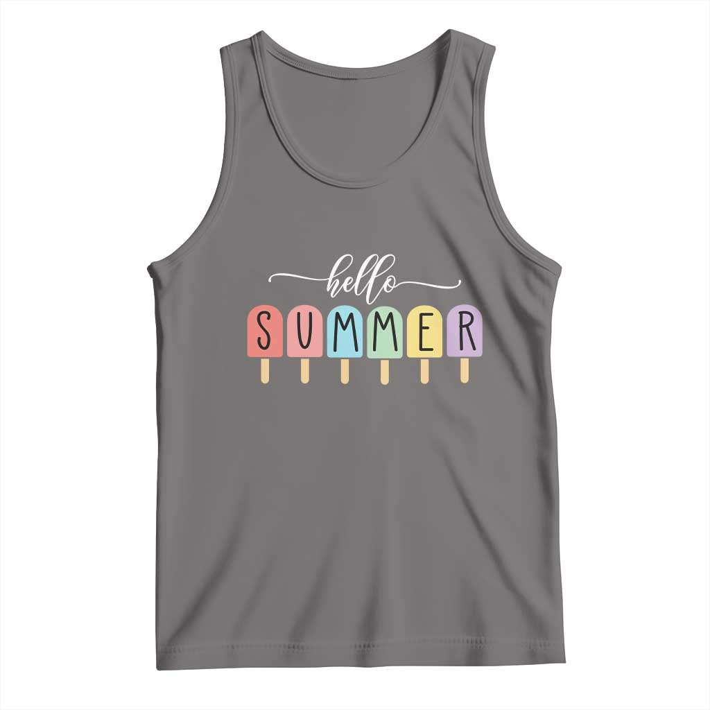 Hello Summer Vacation Ice Cream Popsicle Ice Lolly Tank Top TS10 Deep Heather Print Your Wear