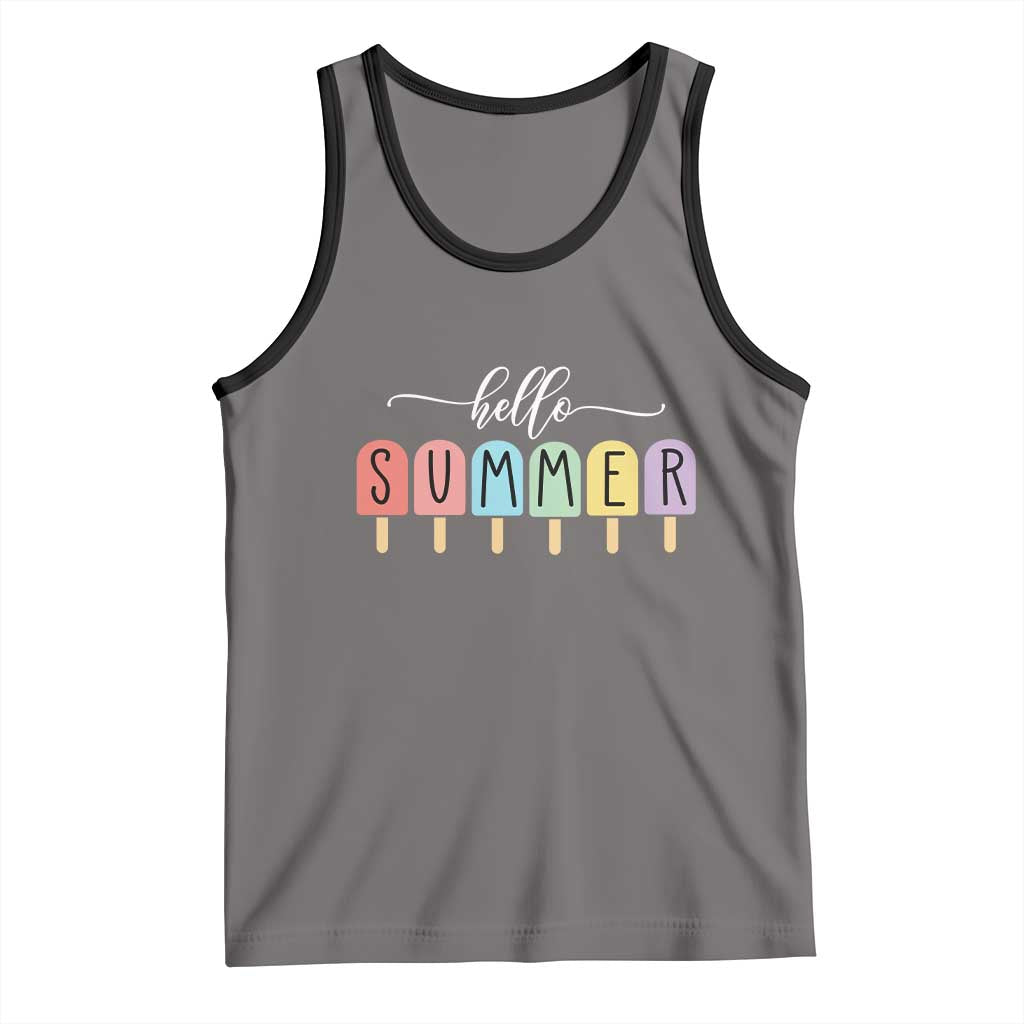 Hello Summer Vacation Ice Cream Popsicle Ice Lolly Tank Top TS10 Deep Heather Black Print Your Wear