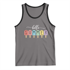 Hello Summer Vacation Ice Cream Popsicle Ice Lolly Tank Top TS10 Deep Heather Black Print Your Wear