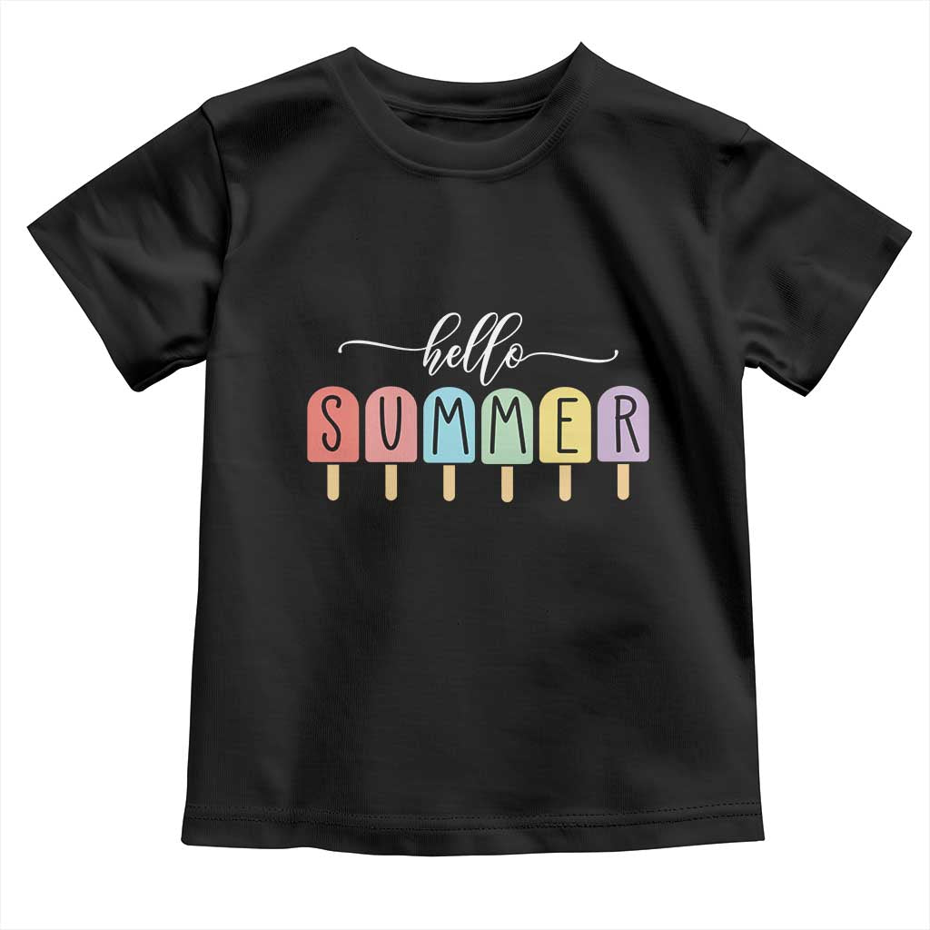 Hello Summer Vacation Ice Cream Popsicle Ice Lolly Toddler T Shirt TS10 Black Print Your Wear