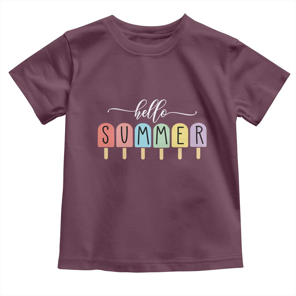 Hello Summer Vacation Ice Cream Popsicle Ice Lolly Toddler T Shirt TS10 Maroon Print Your Wear