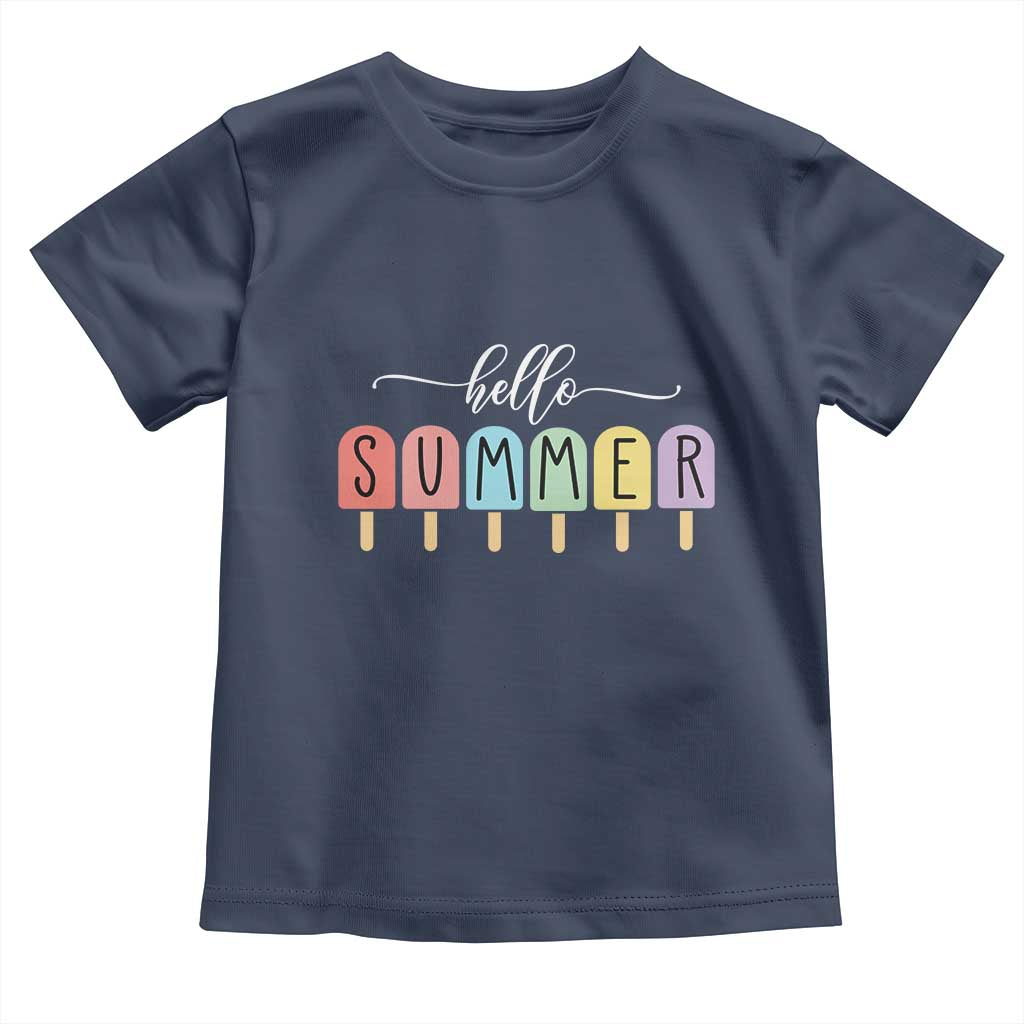 Hello Summer Vacation Ice Cream Popsicle Ice Lolly Toddler T Shirt TS10 Navy Print Your Wear