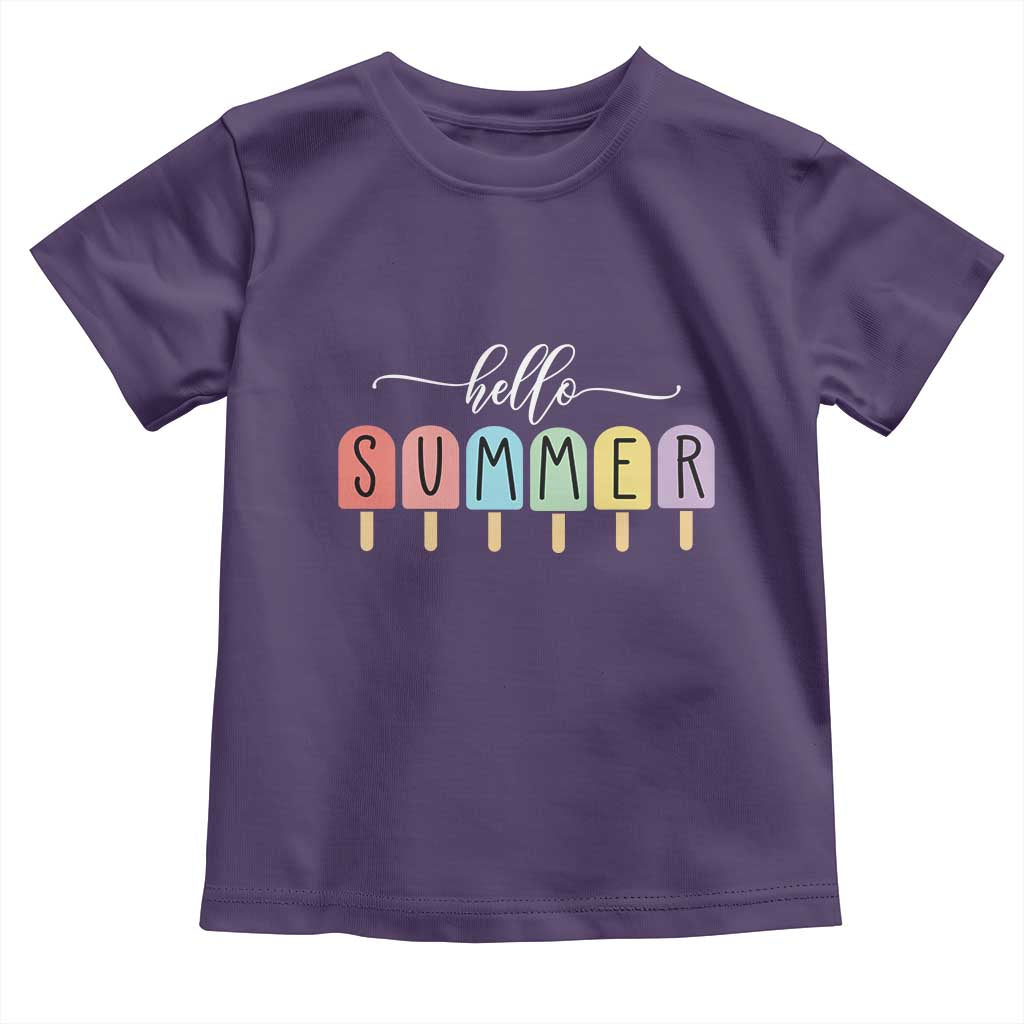 Hello Summer Vacation Ice Cream Popsicle Ice Lolly Toddler T Shirt TS10 Purple Print Your Wear