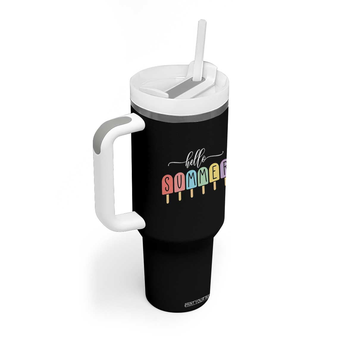 Hello Summer Vacation Ice Cream Popsicle Ice Lolly Tumbler With Handle TS10 Print Your Wear
