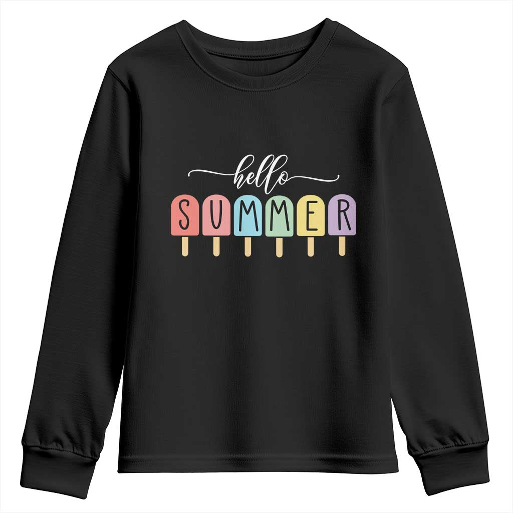 Hello Summer Vacation Ice Cream Popsicle Ice Lolly Youth Sweatshirt TS10 Black Print Your Wear
