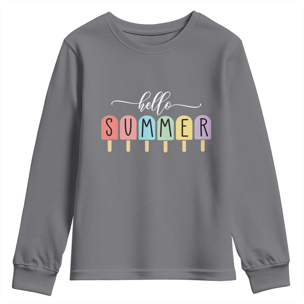 Hello Summer Vacation Ice Cream Popsicle Ice Lolly Youth Sweatshirt TS10 Charcoal Print Your Wear