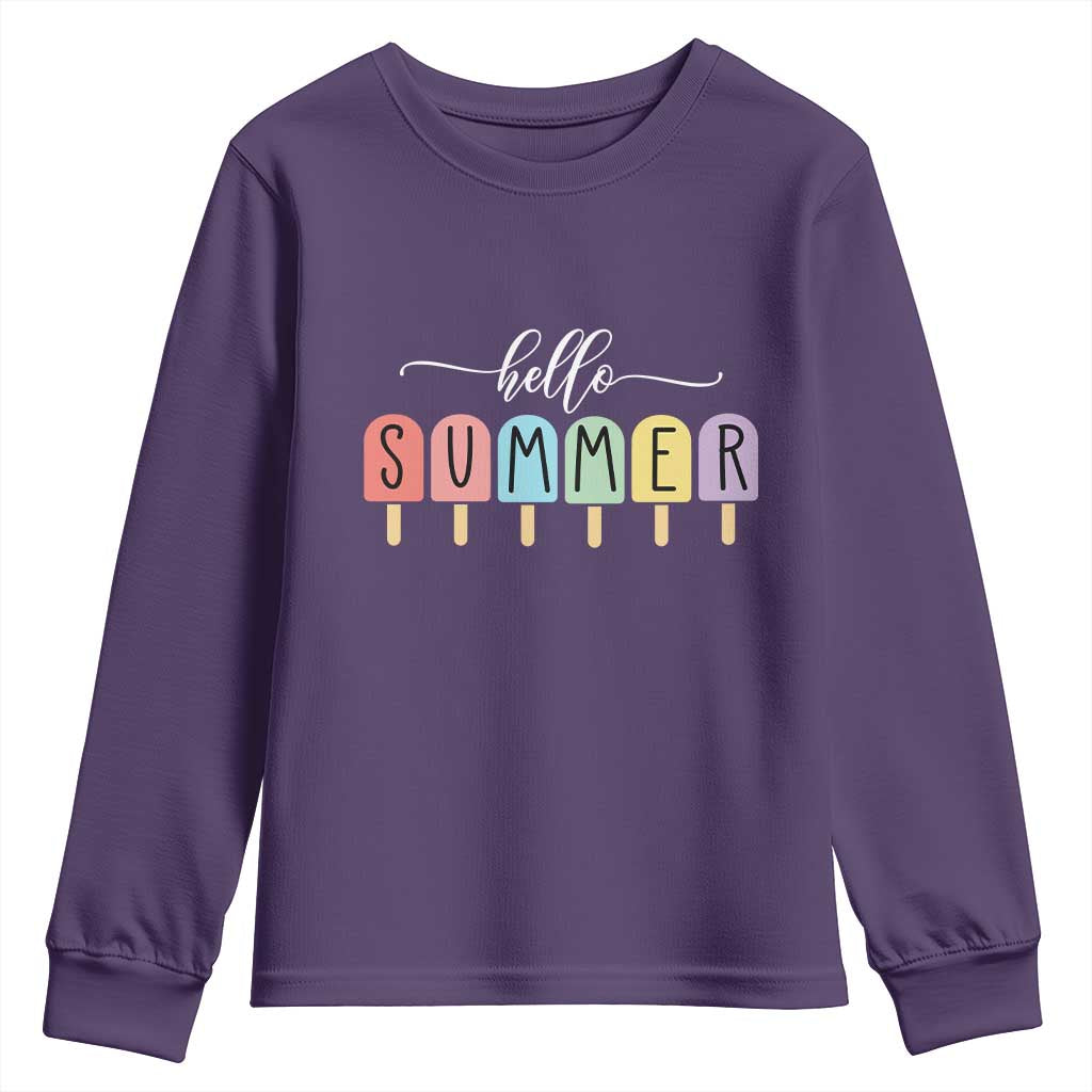 Hello Summer Vacation Ice Cream Popsicle Ice Lolly Youth Sweatshirt TS10 Purple Print Your Wear