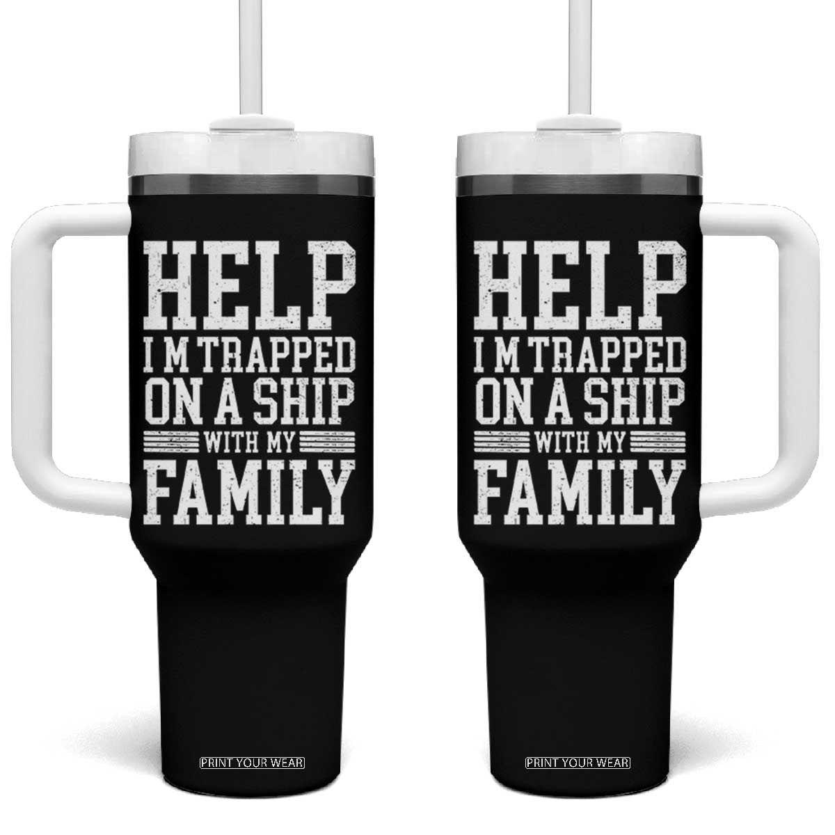 Funny Family Cruise Tumbler With Handle Vacation Trip Matching Cruise Ship TS10 One Size: 40 oz Black Print Your Wear