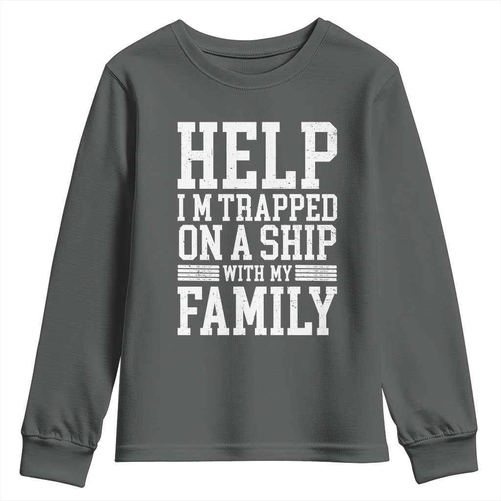 Funny Family Cruise Youth Sweatshirt Vacation Trip Matching Cruise Ship TS10 Dark Heather Print Your Wear
