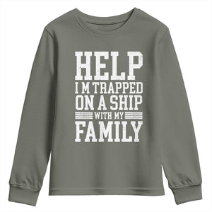 Funny Family Cruise Youth Sweatshirt Vacation Trip Matching Cruise Ship TS10 Military Green Print Your Wear