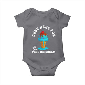 I'm Just Here For The Free Ice Cream Baby Onesie Funny Cruise Summer Vacation TS10 Charcoal Print Your Wear