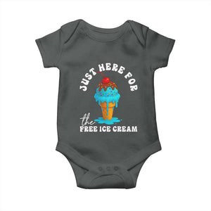 I'm Just Here For The Free Ice Cream Baby Onesie Funny Cruise Summer Vacation TS10 Dark Heather Print Your Wear