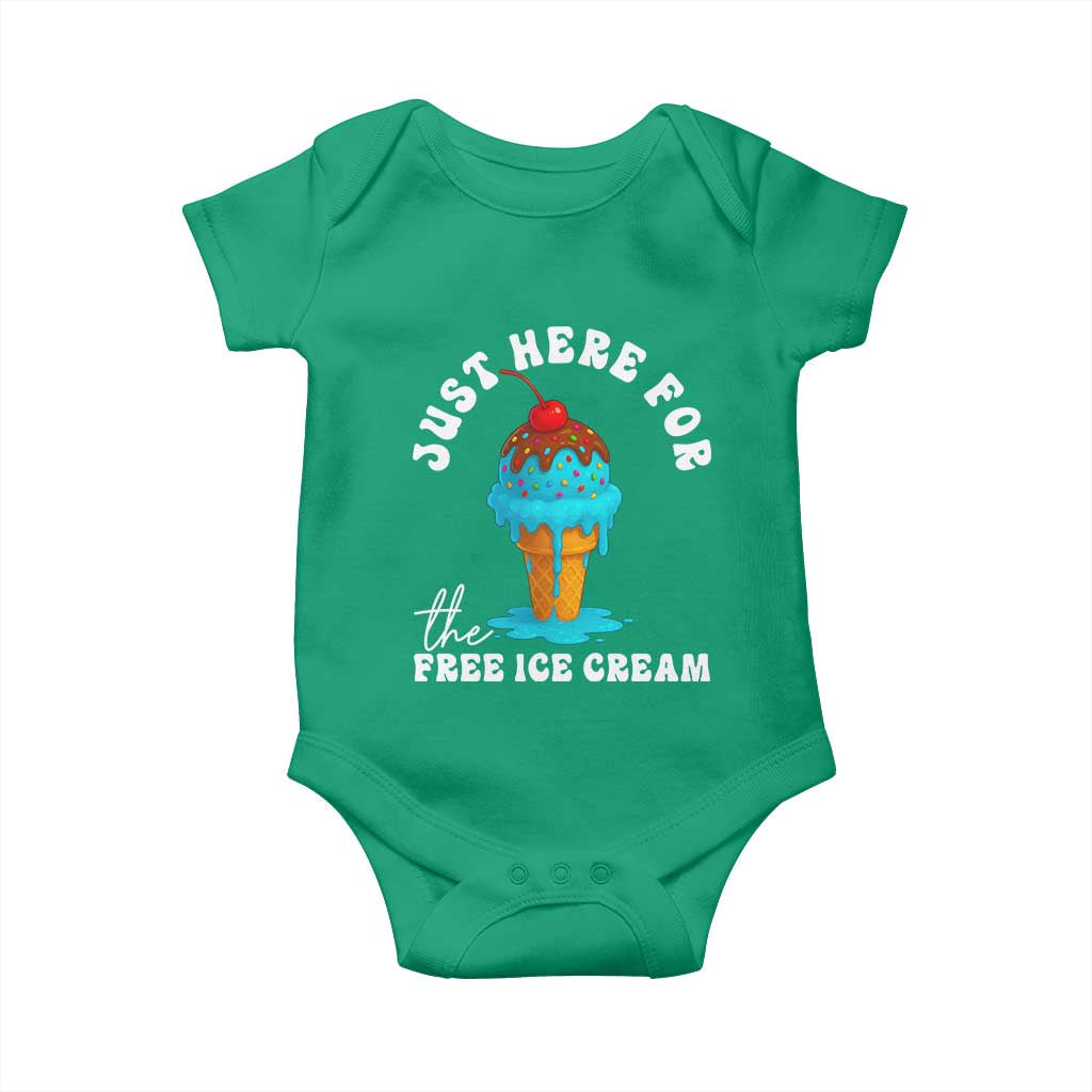 I'm Just Here For The Free Ice Cream Baby Onesie Funny Cruise Summer Vacation TS10 Irish Green Print Your Wear