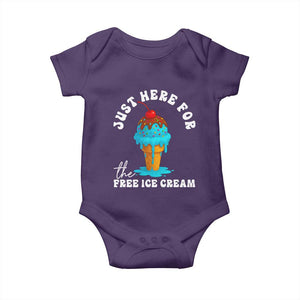 I'm Just Here For The Free Ice Cream Baby Onesie Funny Cruise Summer Vacation TS10 Purple Print Your Wear