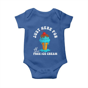 I'm Just Here For The Free Ice Cream Baby Onesie Funny Cruise Summer Vacation TS10 Royal Blue Print Your Wear