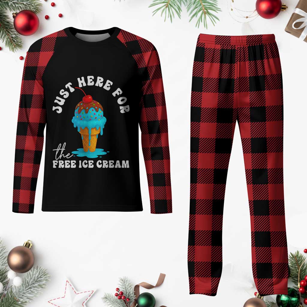 I'm Just Here For The Free Ice Cream Plaid Pajama Set Funny Cruise Summer Vacation TS10 Buffalo Plaid Print Your Wear