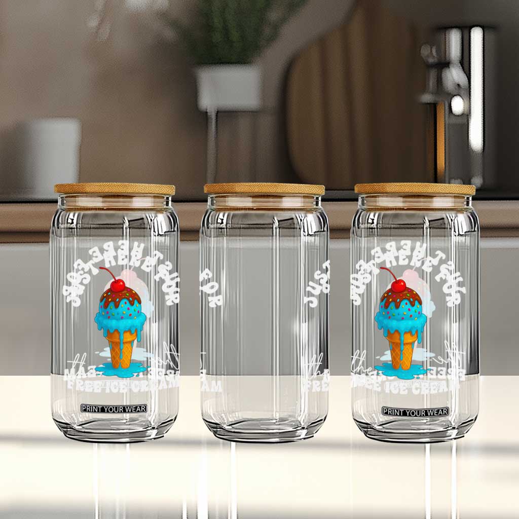 I'm Just Here For The Free Ice Cream Glass Can Funny Cruise Summer Vacation TS10 Print Your Wear