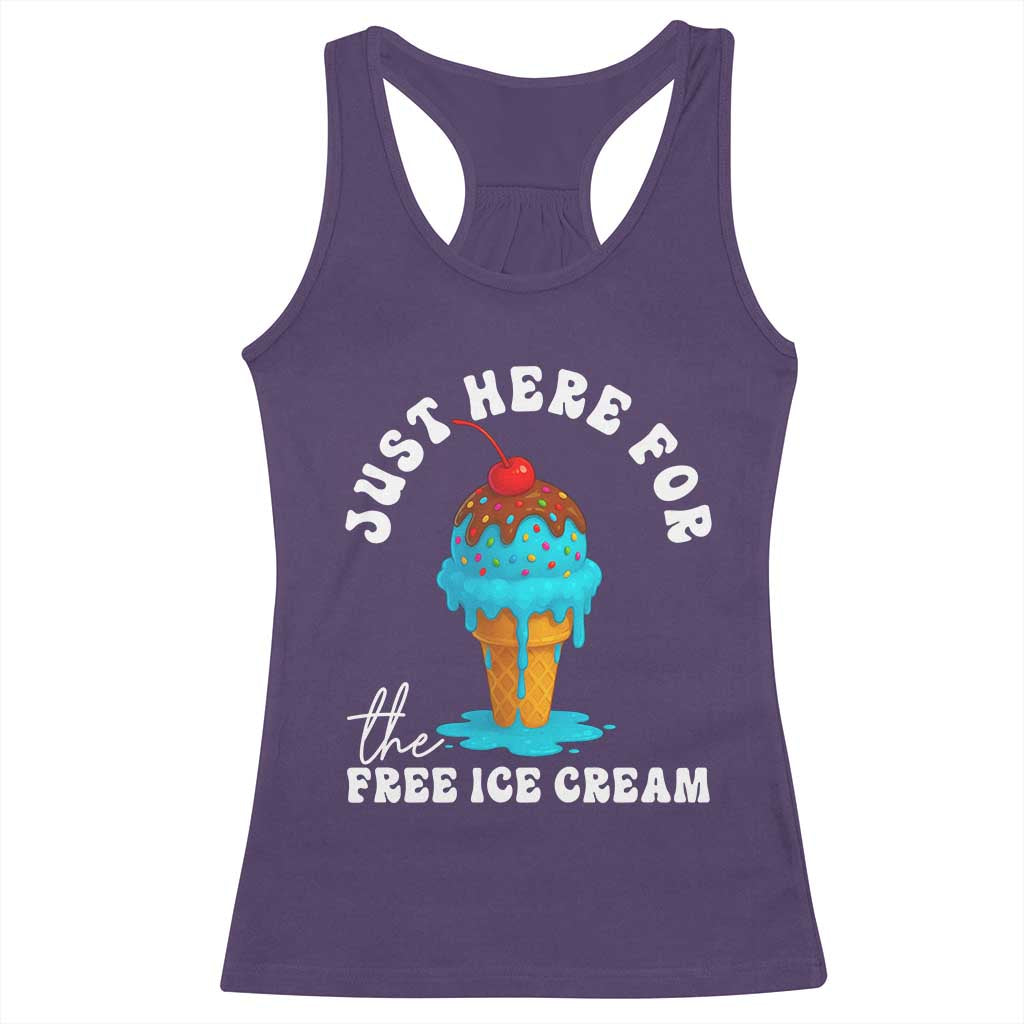 I'm Just Here For The Free Ice Cream Racerback Tank Top Funny Cruise Summer Vacation TS10 Purple Print Your Wear