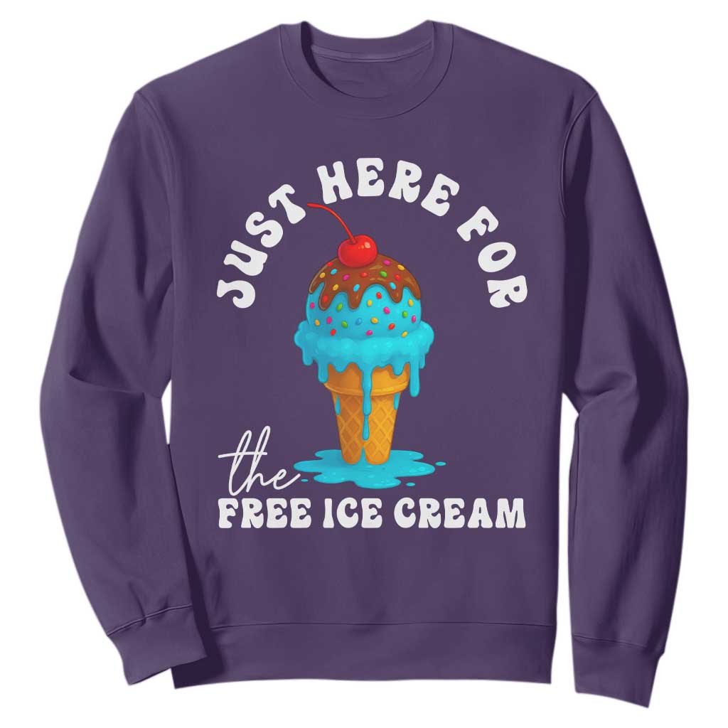 I'm Just Here For The Free Ice Cream Sweatshirt Funny Cruise Summer Vacation TS10 Purple Print Your Wear