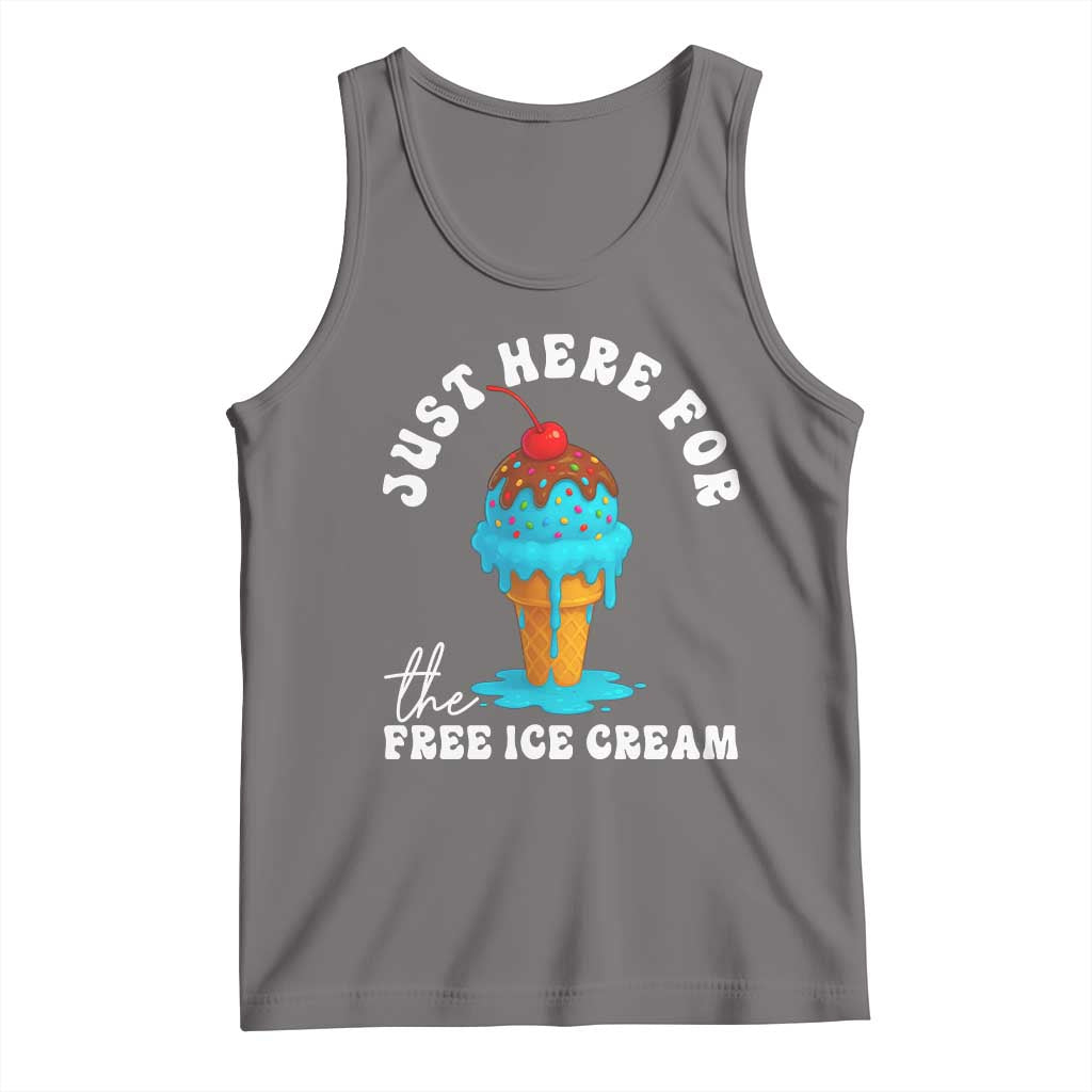 I'm Just Here For The Free Ice Cream Tank Top Funny Cruise Summer Vacation TS10 Deep Heather Print Your Wear