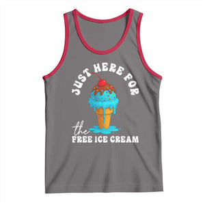 I'm Just Here For The Free Ice Cream Tank Top Funny Cruise Summer Vacation TS10 Deep Heather Red Print Your Wear