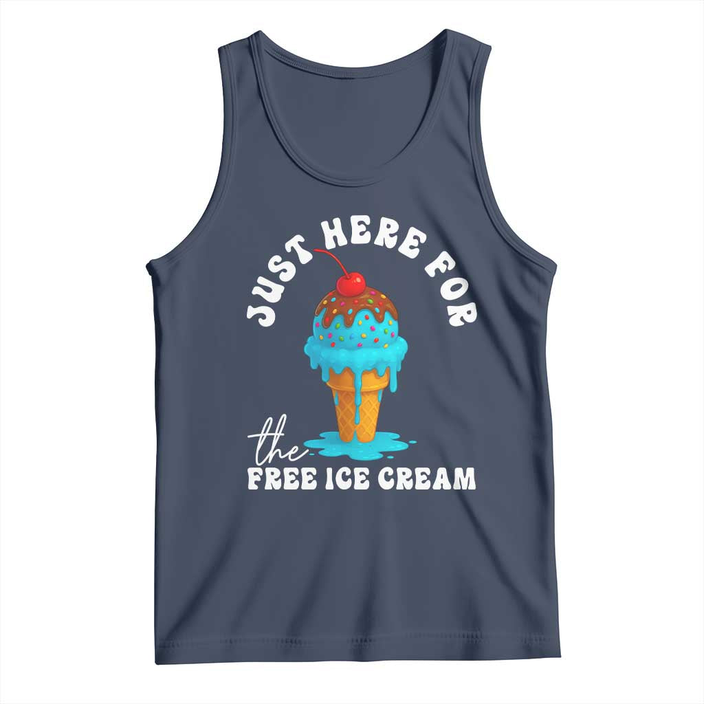 I'm Just Here For The Free Ice Cream Tank Top Funny Cruise Summer Vacation TS10 Navy Print Your Wear