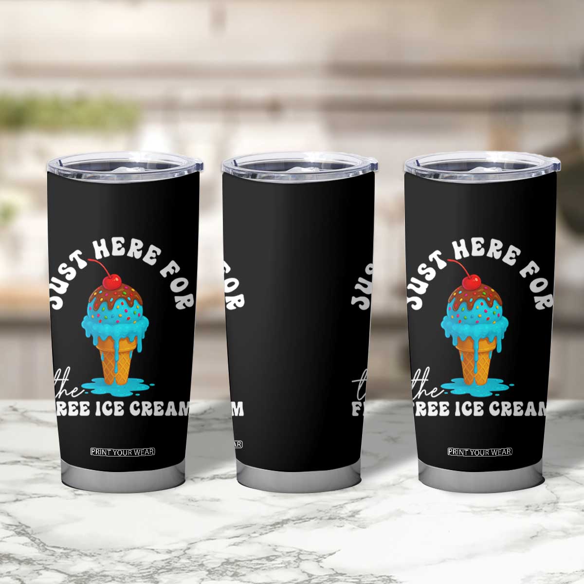 I'm Just Here For The Free Ice Cream Tumbler Cup Funny Cruise Summer Vacation TS10 Print Your Wear