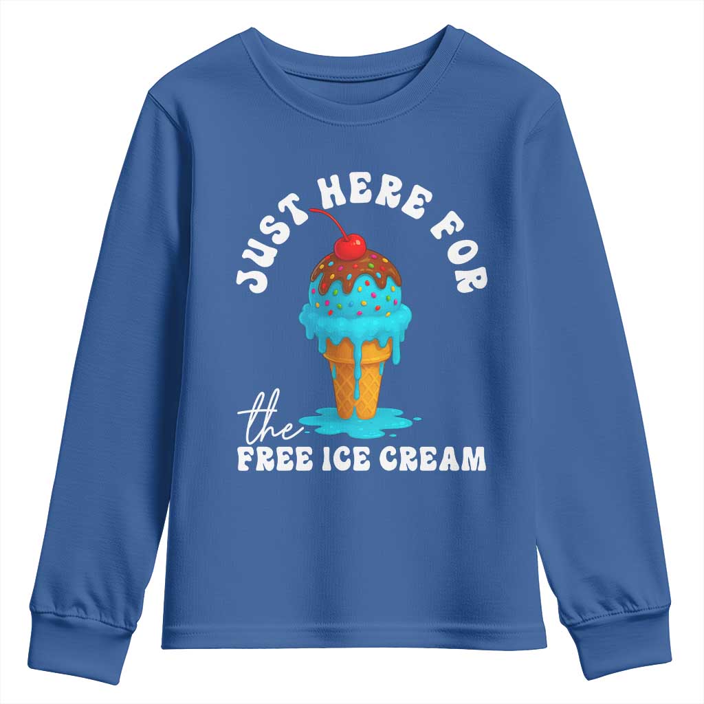 I'm Just Here For The Free Ice Cream Youth Sweatshirt Funny Cruise Summer Vacation TS10 Royal Blue Print Your Wear