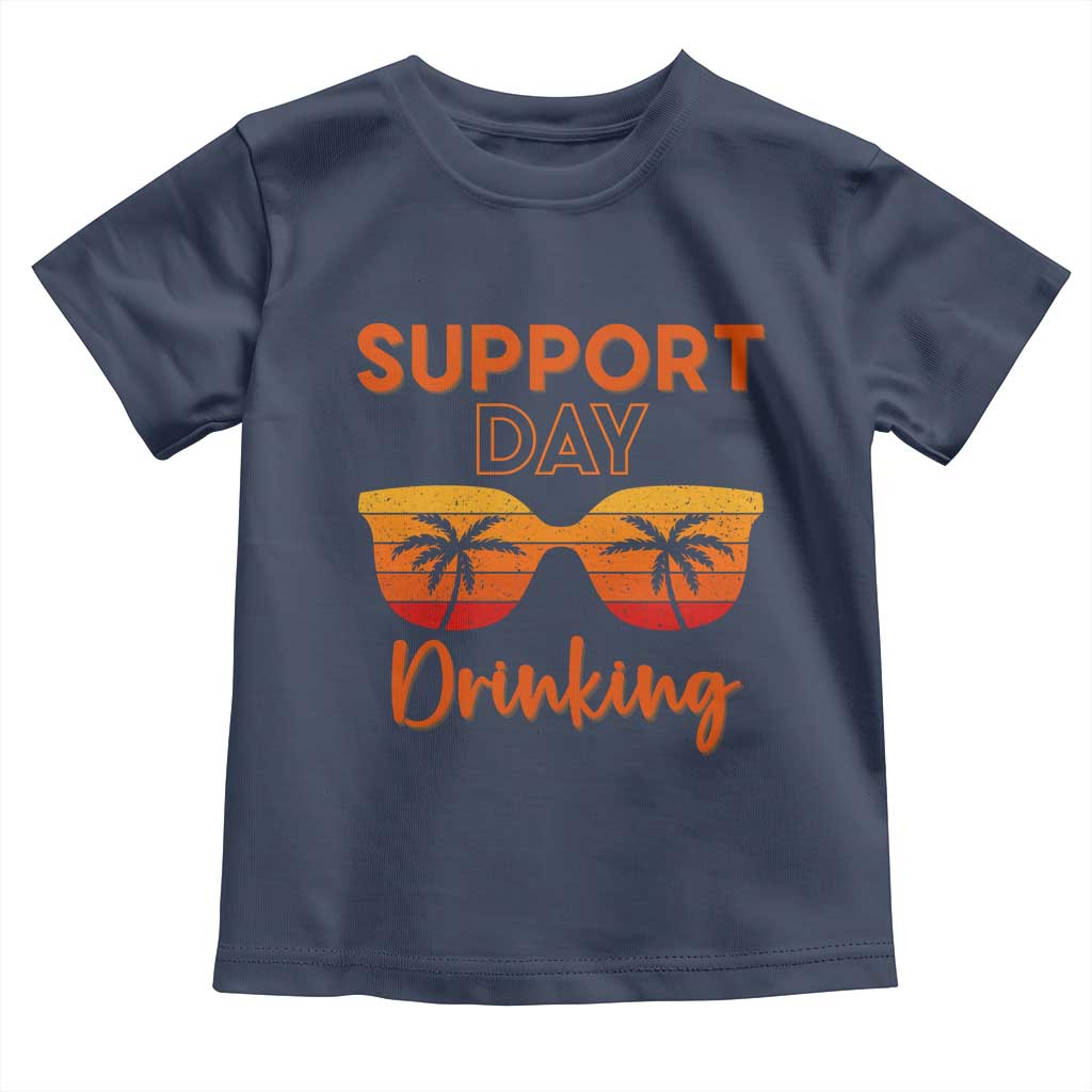 Funny Drinking Toddler T Shirt Support Day Drinking Summer Beach Vacation TS10 Navy Print Your Wear