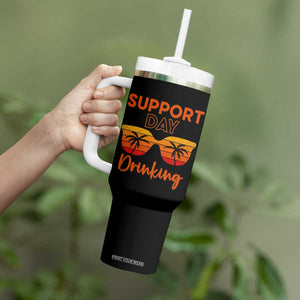 Funny Drinking Tumbler With Handle Support Day Drinking Summer Beach Vacation TS10 Print Your Wear