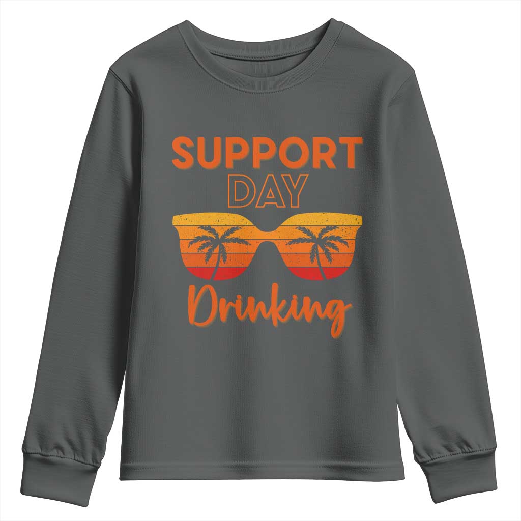 Funny Drinking Youth Sweatshirt Support Day Drinking Summer Beach Vacation TS10 Dark Heather Print Your Wear