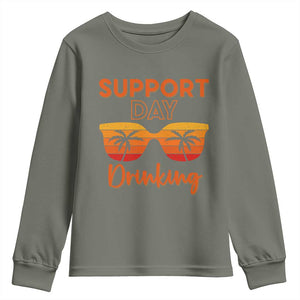 Funny Drinking Youth Sweatshirt Support Day Drinking Summer Beach Vacation TS10 Military Green Print Your Wear