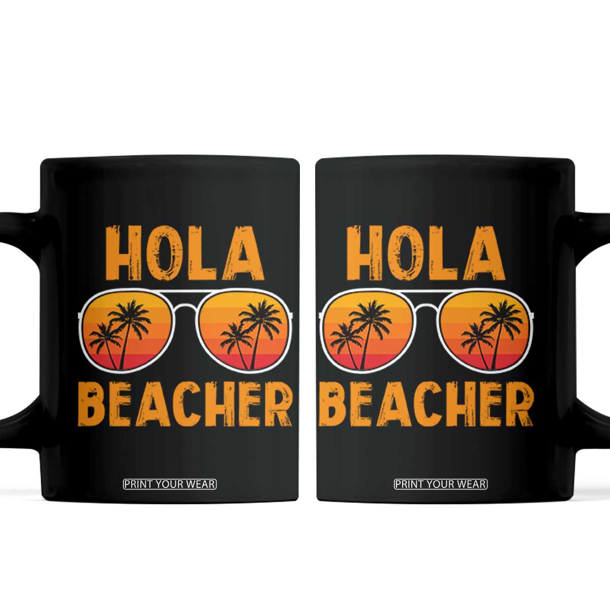 Hola Beaches Coffee Mug Funny Beach Vacation Summer TS10 Black Print Your Wear