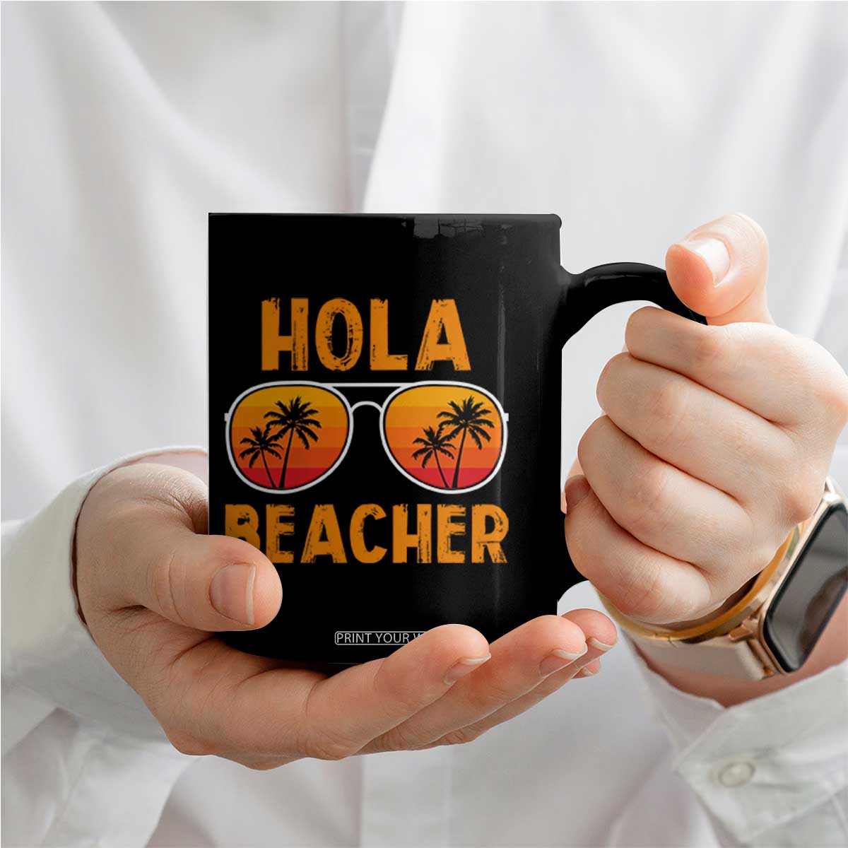 Hola Beaches Coffee Mug Funny Beach Vacation Summer TS10 Print Your Wear