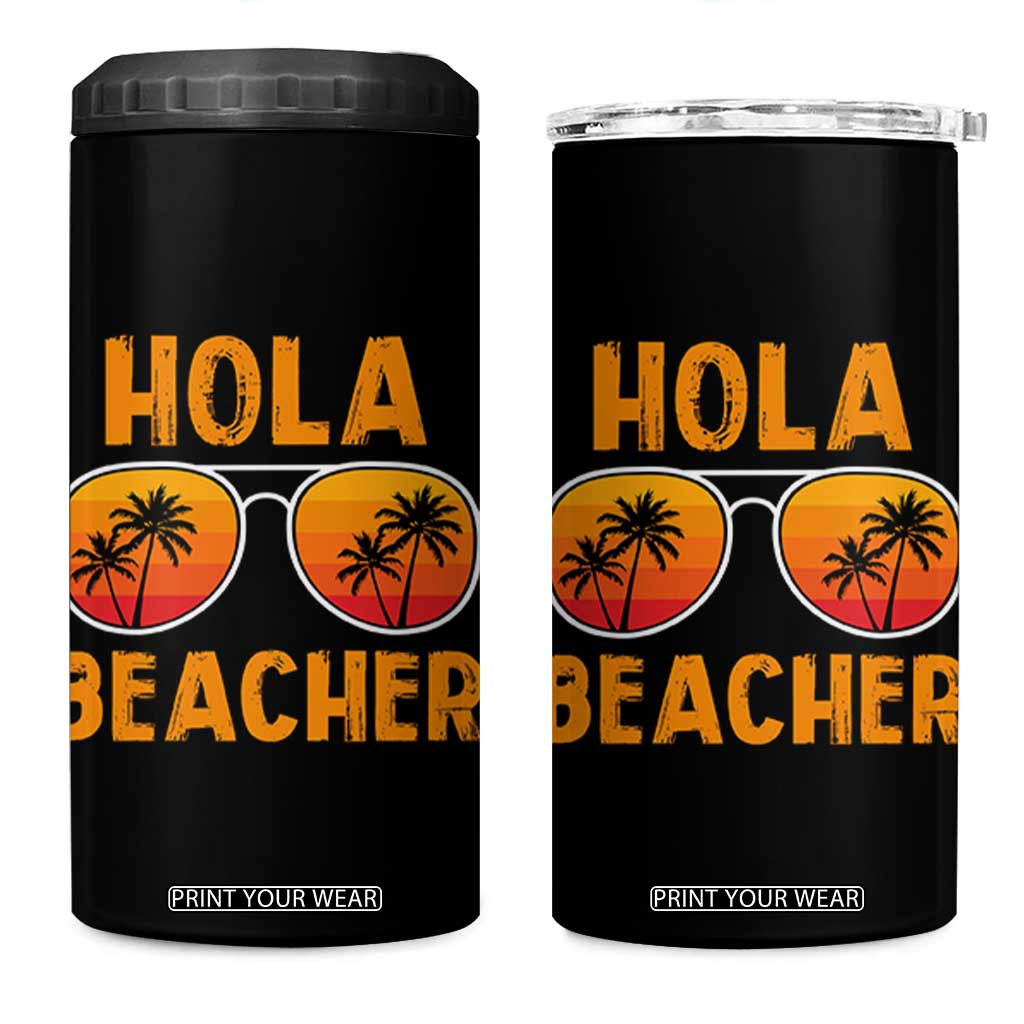 Hola Beaches 4 in 1 Can Cooler Tumbler Funny Beach Vacation Summer TS10 One Size: 16 oz Black Print Your Wear