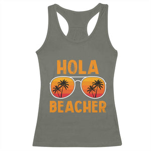 Hola Beaches Racerback Tank Top Funny Beach Vacation Summer TS10 Military Green Print Your Wear