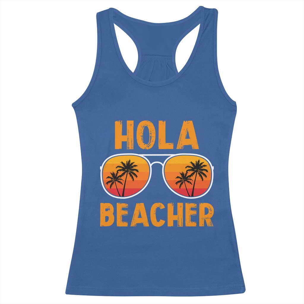 Hola Beaches Racerback Tank Top Funny Beach Vacation Summer TS10 Royal Blue Print Your Wear