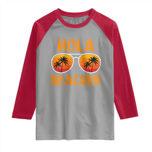 Hola Beaches Raglan Shirt Funny Beach Vacation Summer TS10 Sport Gray Red Print Your Wear