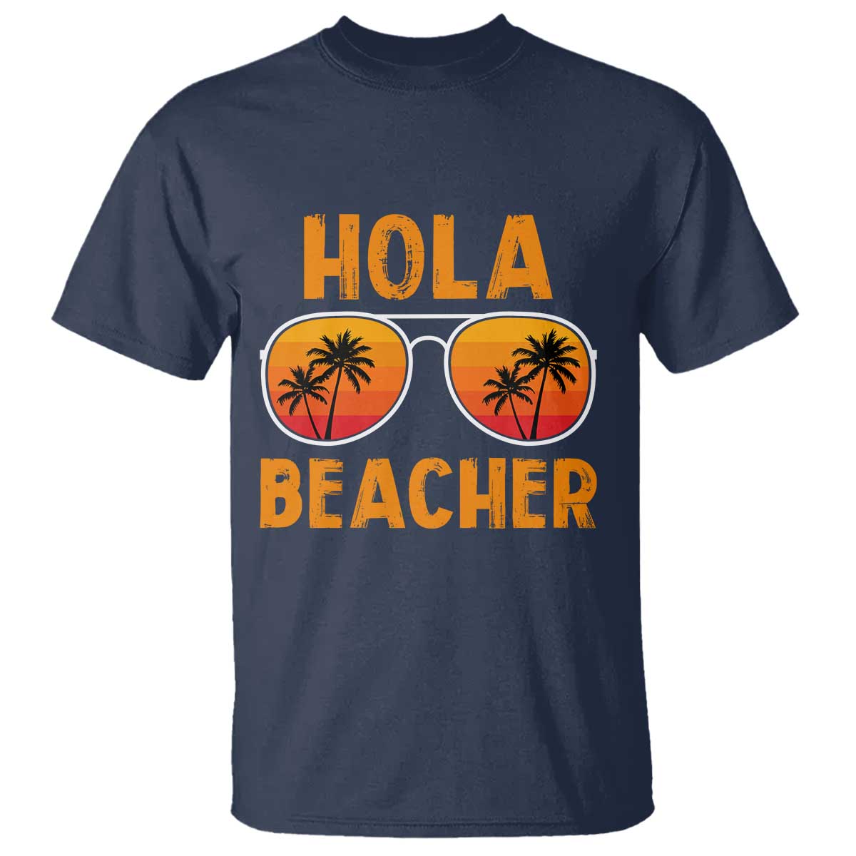 Hola Beaches T Shirt Funny Beach Vacation Summer TS10 Navy Print Your Wear