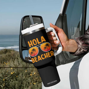 Hola Beaches Tumbler With Handle Funny Beach Vacation Summer TS10 Print Your Wear